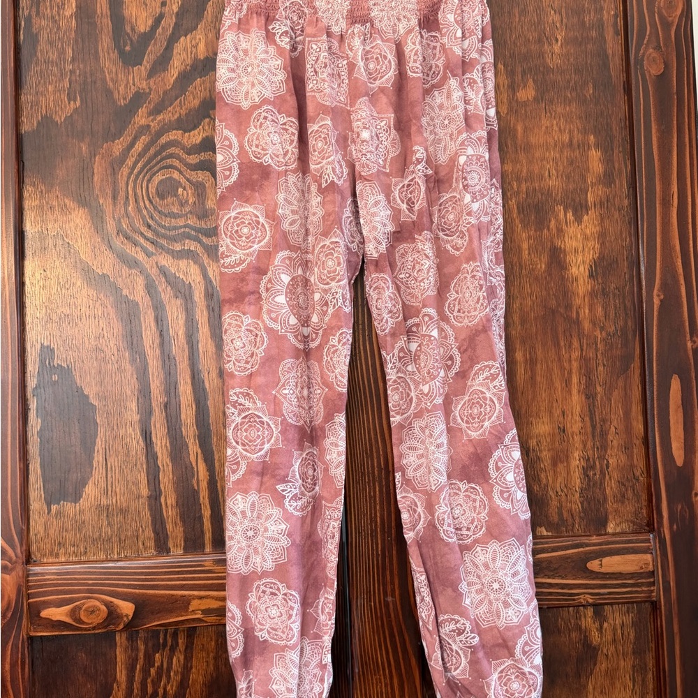 Lotus and Luna Pink/mauve Patterned Wide Leg Pants Petite Small - Picture 2 of 6